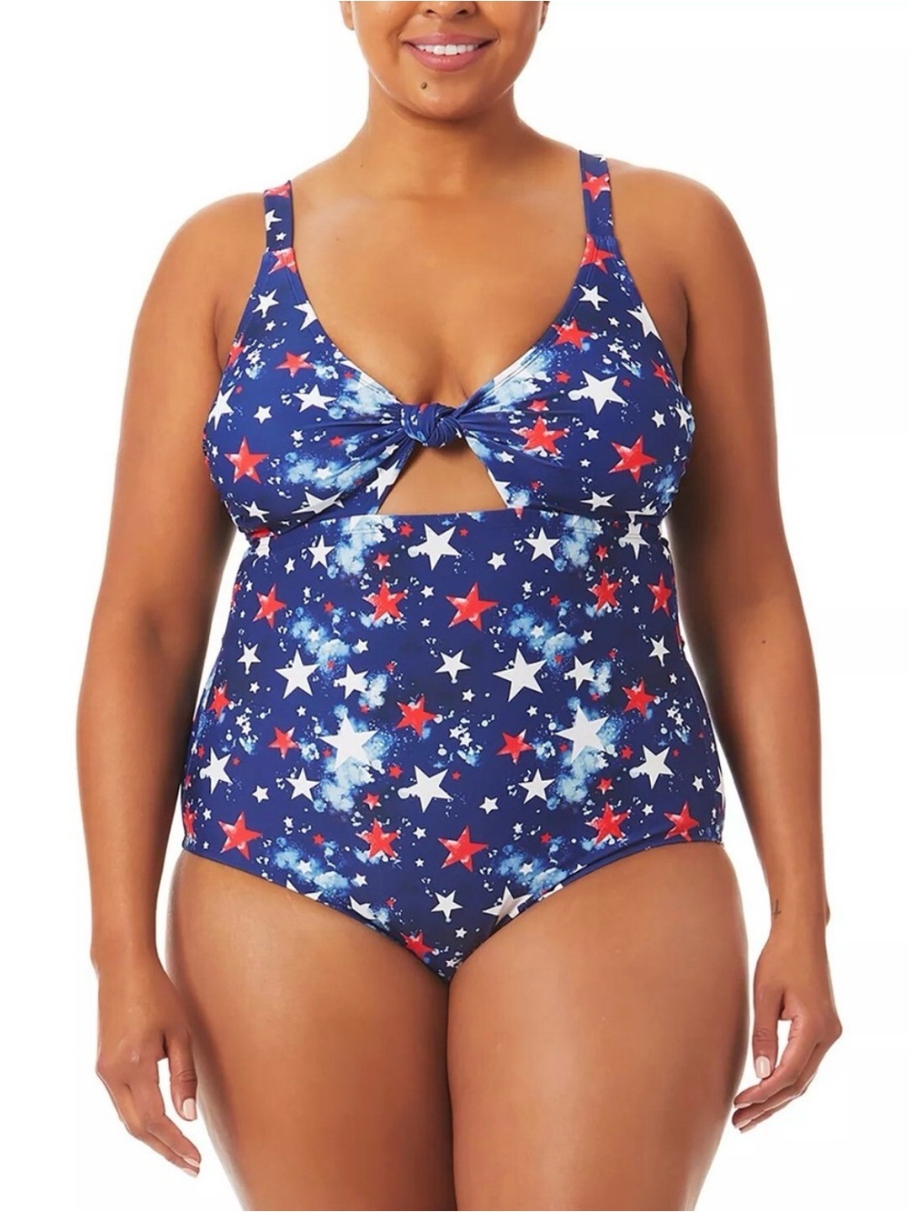California Waves Navy Red White Stars One-Piece Swimsuit